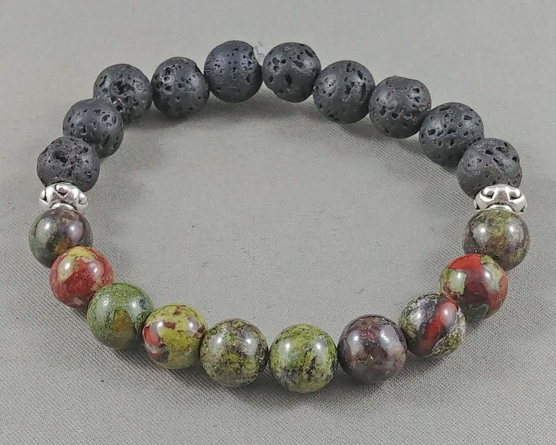 Dragon Blood Jasper With Lava Stone Bracelet 1pc T672