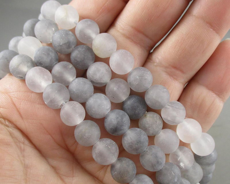 Smoky Quartz Beads Round Frosted Various Sizes