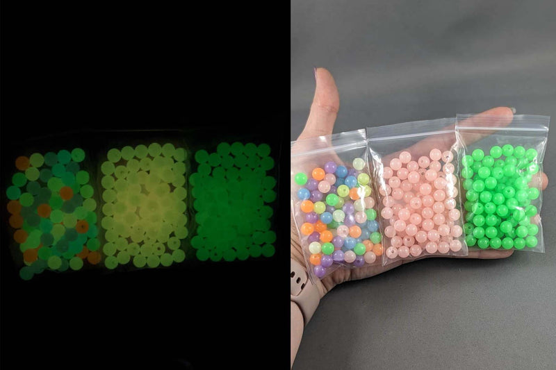 Glow in the Dark Beads Pink Acrylic Various Sizes