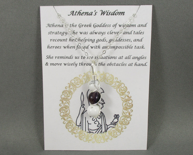 Goddess Pendant - Athena's Wisdom (Howlite & Fluorite) T639