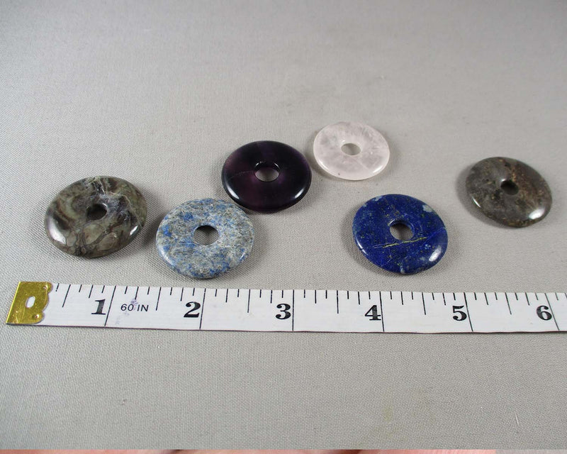 Various Gemstone Donut Bead Pendants (0119)