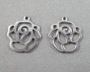 50% OFF!  Rose Charms Stainless Steel 5pcs 14x16mm  (1554)