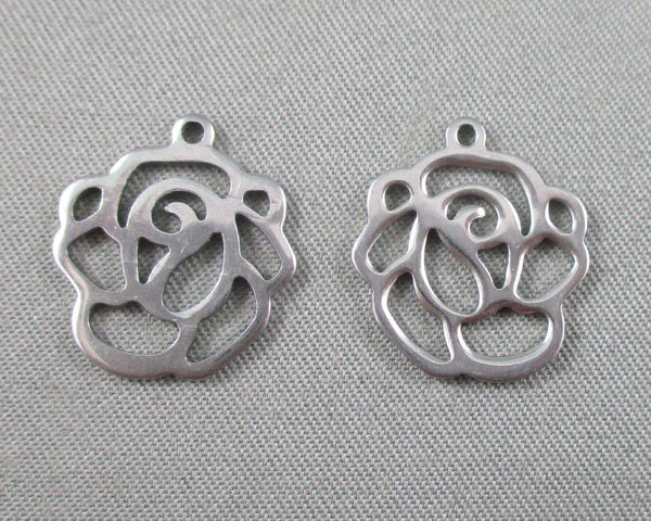 Rose Charms Stainless Steel 5pcs 14x16mm  (1554)