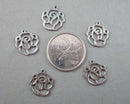 50% OFF!  Rose Charms Stainless Steel 5pcs 14x16mm  (1554)