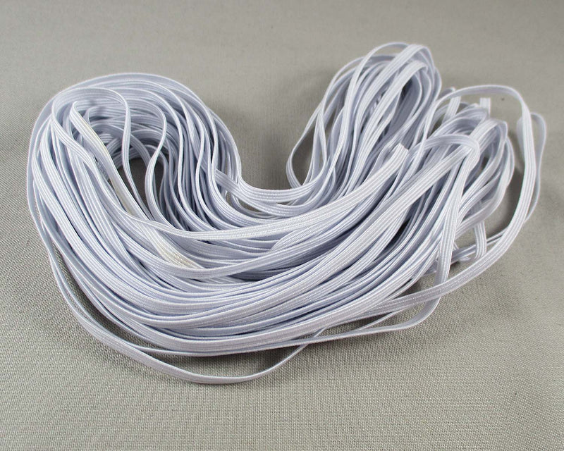 White 4mm Flat Braided Elastic Cord