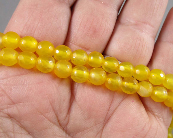 Yellow Faceted Agate Beads Round 6mm - 15" Strand (5033)