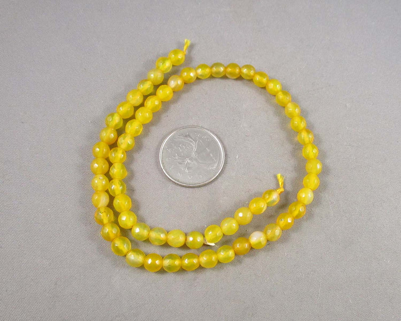 Yellow Faceted Agate Beads Round 6mm - 15" Strand (5033)