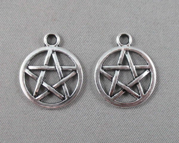 Pentacle Charms Silver Tone 10pcs (1475)