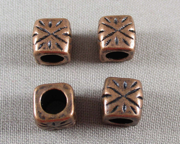 Red Copper Square Spacer Beads 9x9mm 10pcs (1258)