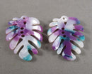 Purple / Green Monstera Leaf Resin Pendants 2pcs (5043)