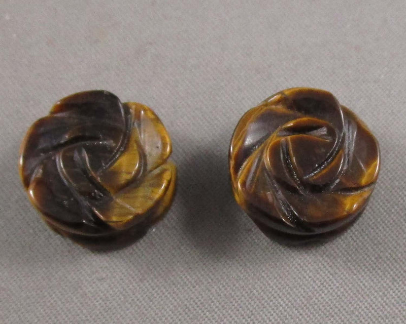 Tiger Eye Rose Flower Beads 14mm 2pcs (6036)