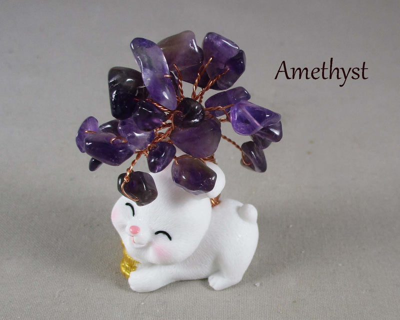 Feng Shui Prosperity Rabbit Bunny Tree (Various Gemstones)