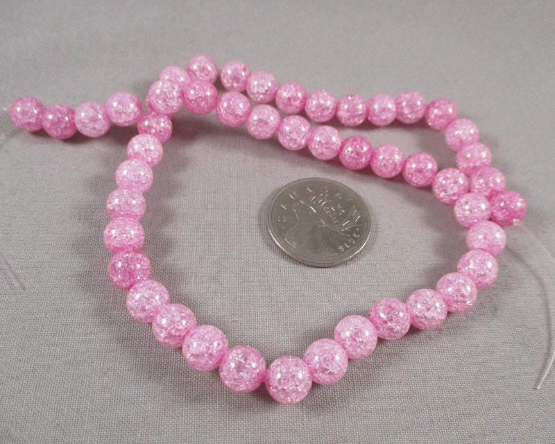 Pink Crackle Quartz Beads Round 8mm 15" Strand (C329)