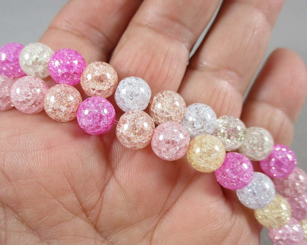 Multi Color Crackle Quartz Beads Round 8mm 15" Strand (1349)
