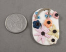 Oval Pendant with Flowers Polymer Clay 1pc (5052)