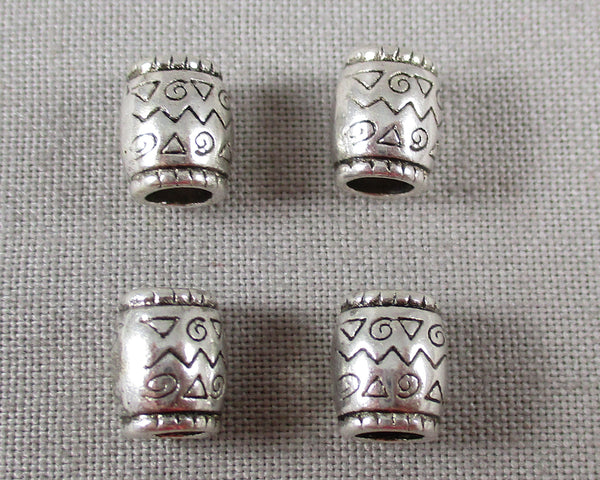 Silver Tone Barrel Spacer Beads 6.5x8mm 14pcs (1342)
