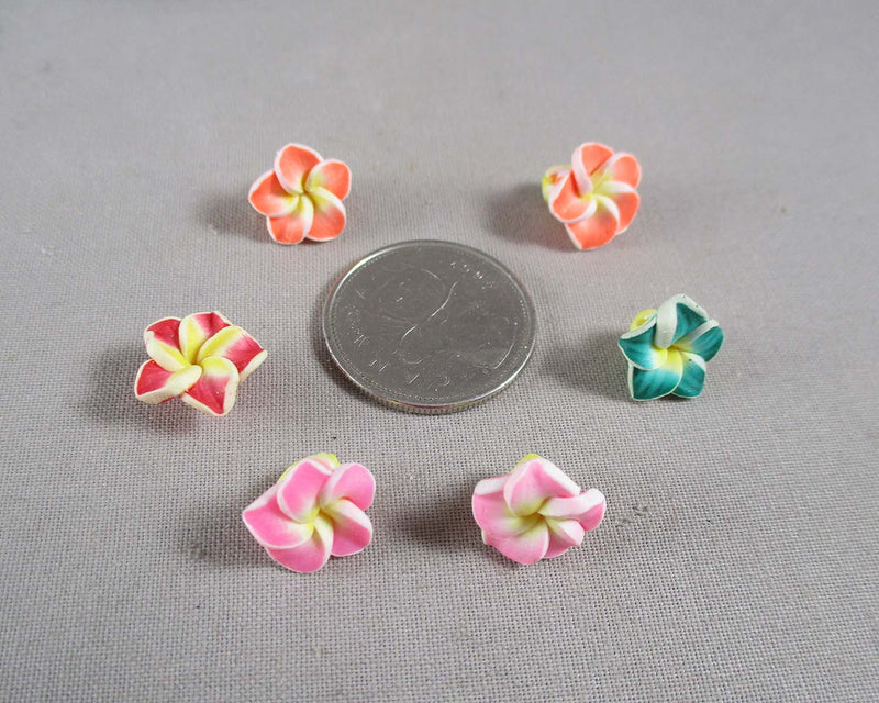 Flower Polymer Clay Beads Mixed 6pcs (0684)