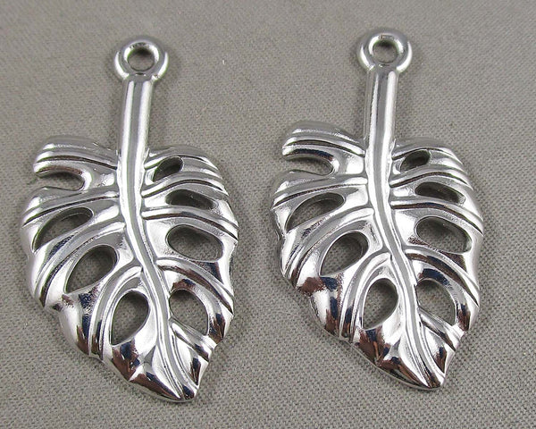 Monstera Leaf Charm Stainless Steel 2pcs (6048)