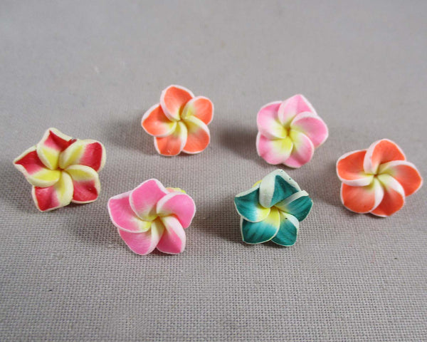 Flower Polymer Clay Beads Mixed 6pcs (0684)