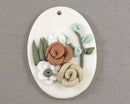 Oval Pendant with Flowers Polymer Clay 1pc (6049)
