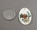 Oval Pendant with Flowers Polymer Clay 1pc (6049)