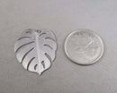 Monstera Leaf Charm Silver Tone Brass 4pcs (6044)