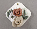 Diamond Shape with Flowers Polymer Clay Pendant 1pc (6032)