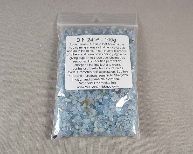 Aquamarine Stone Chips (Undrilled) 100grams G015