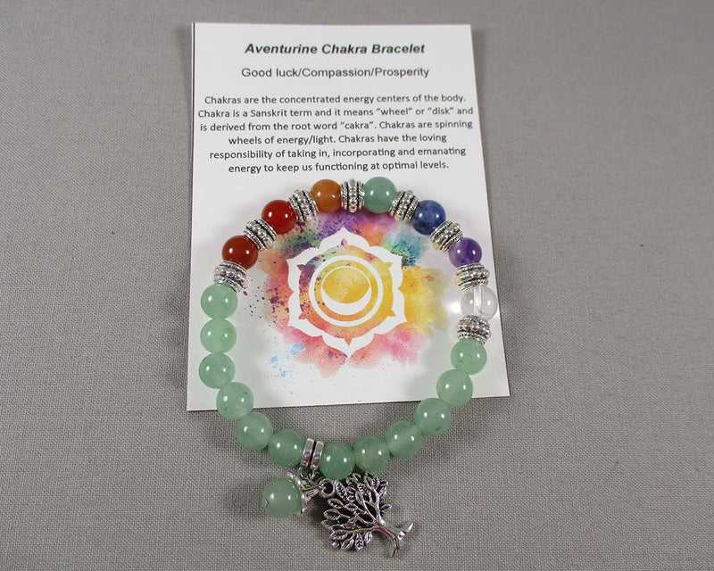 35% OFF!  Aventurine & Chakra Gemstone Bracelet 1pc (1368)