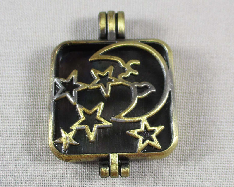 Antique Bronze Tone Stars & Moon Diffuser Pendant 1pc (1949)