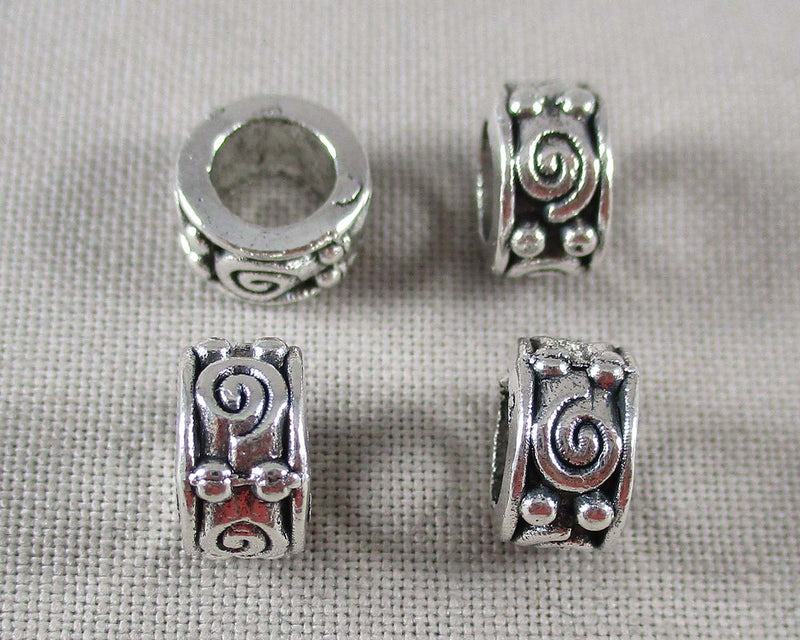 Silver Tone European Swirl Spacer Beads 8x5mm 40pcs (C194)