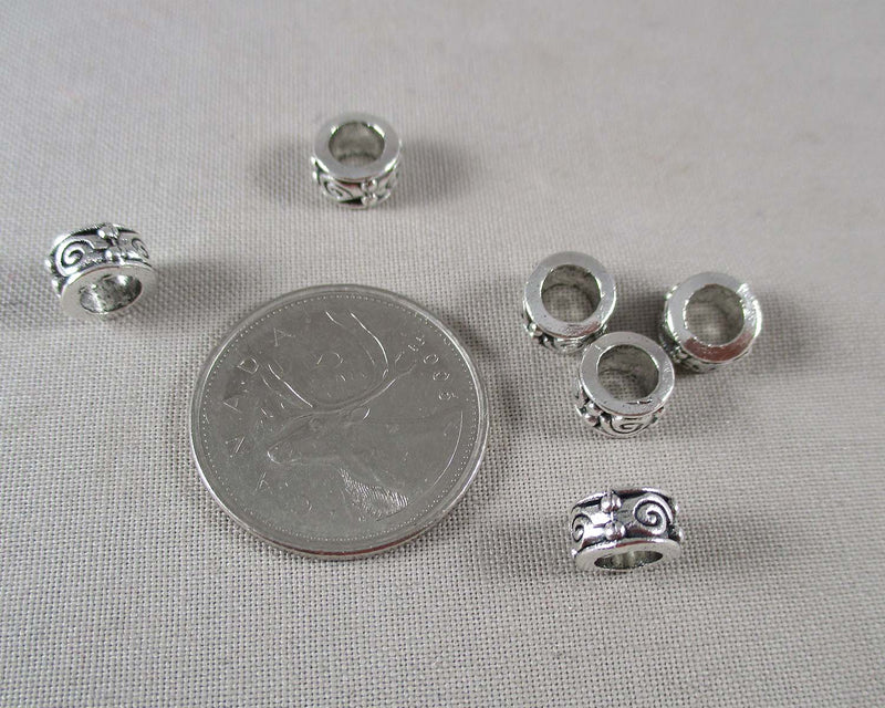 Silver Tone European Swirl Spacer Beads 8x5mm 40pcs (C194)