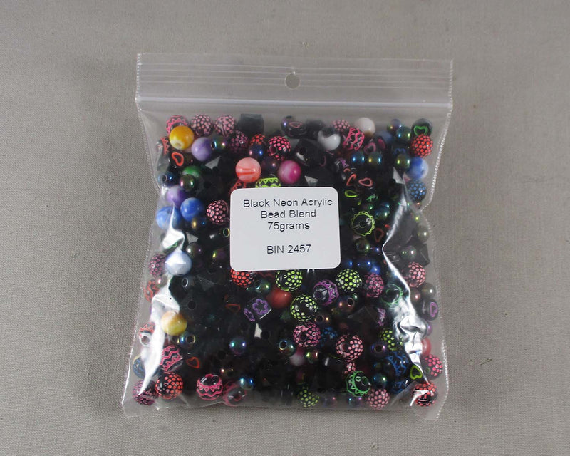 Black Neon Acrylic Bead Blend 75 grams (G010)