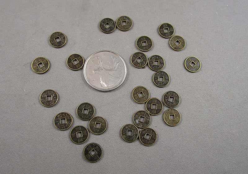 Chinese Coin Charms Antique Bronze 10mm 25pcs (0796)