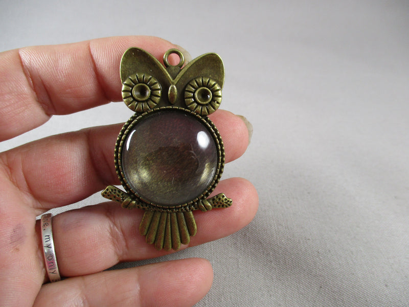 50% OFF!! Antique Bronze Owl Pendant Making Set (0800)