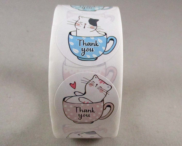 Cat Thank You Stickers 25mm 1 Roll (2442)