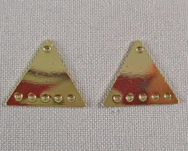 18k Gold Plated Brass Link 6 Hole Triangle 6pcs 0912