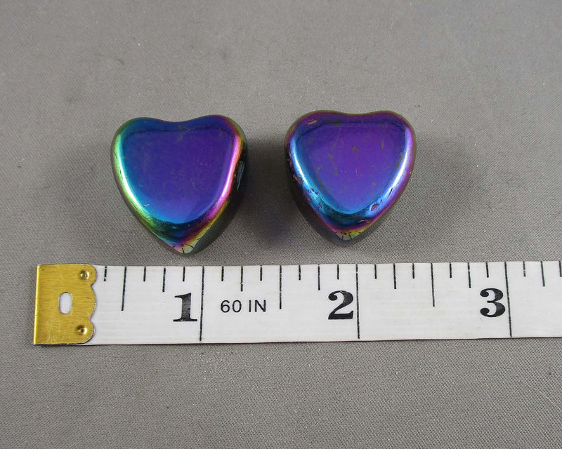 Rainbow Hematite Heart Stones 3pcs T334