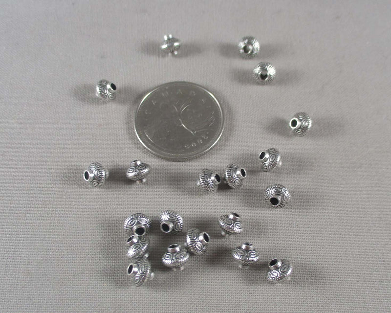 Silver Tone Bali Bicone Spacer Beads 6mm 20pcs (2119)