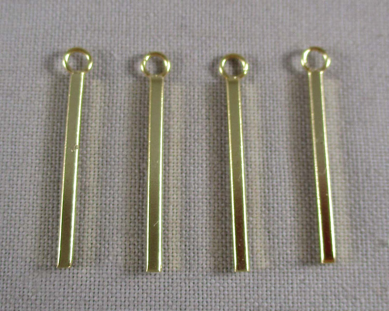 Bar Charm Gold Tone Stainless Steel 23x1.5mm 4pcs (0941)
