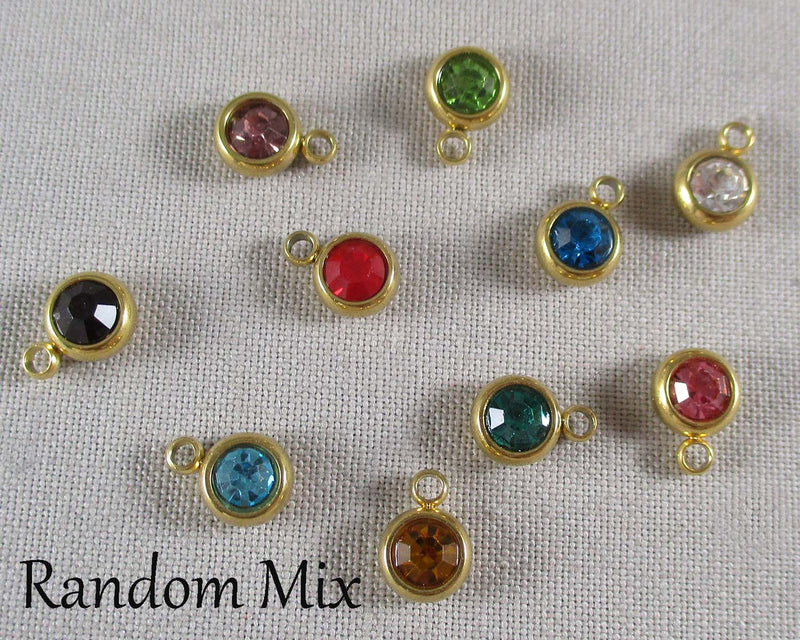 Birthstone Charms 18k Gold Plated Stainless Steel 4pcs