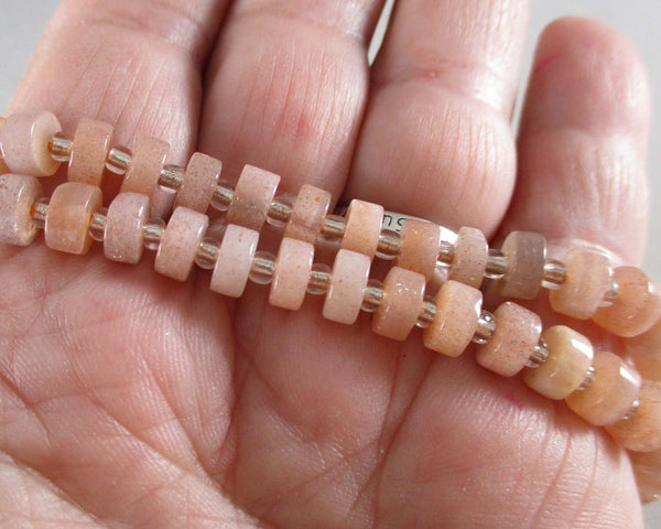 Peach Moonstone Heishi Beads 6x3mm (C410)