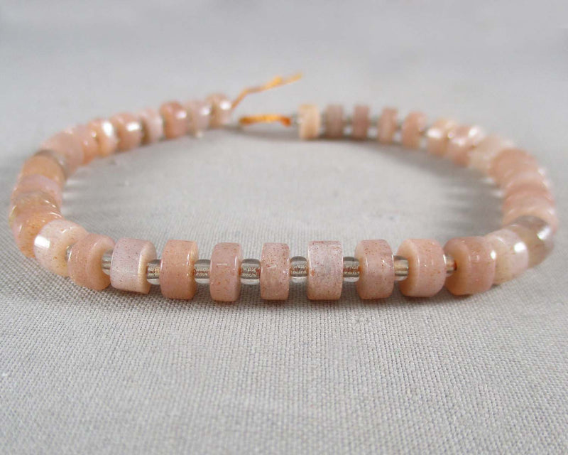 Peach Moonstone Heishi Beads 6x3mm (C410)