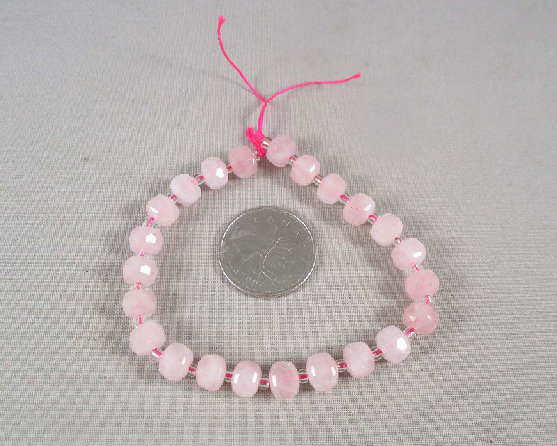 Premium Rose Quartz Faceted Rondell Beads (C421)