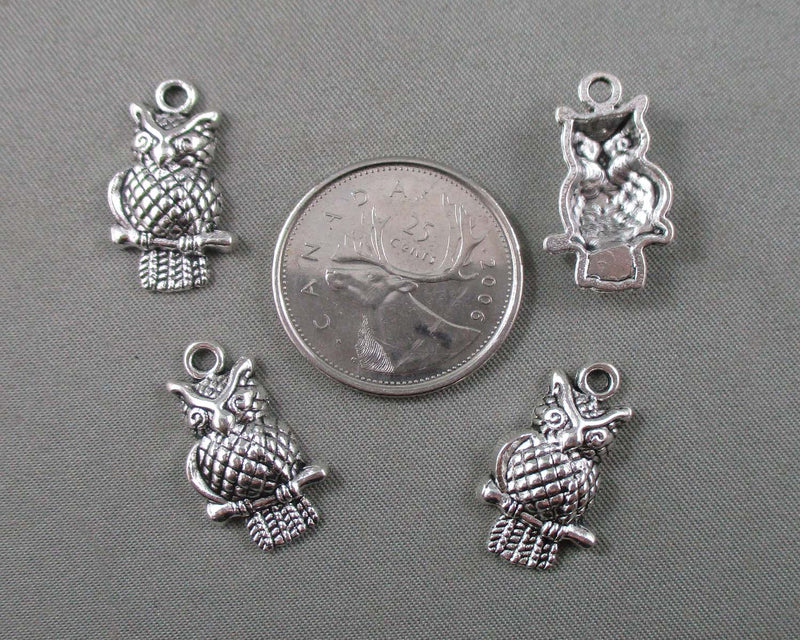 Owl Charm Silver Tone 12pcs (1778)