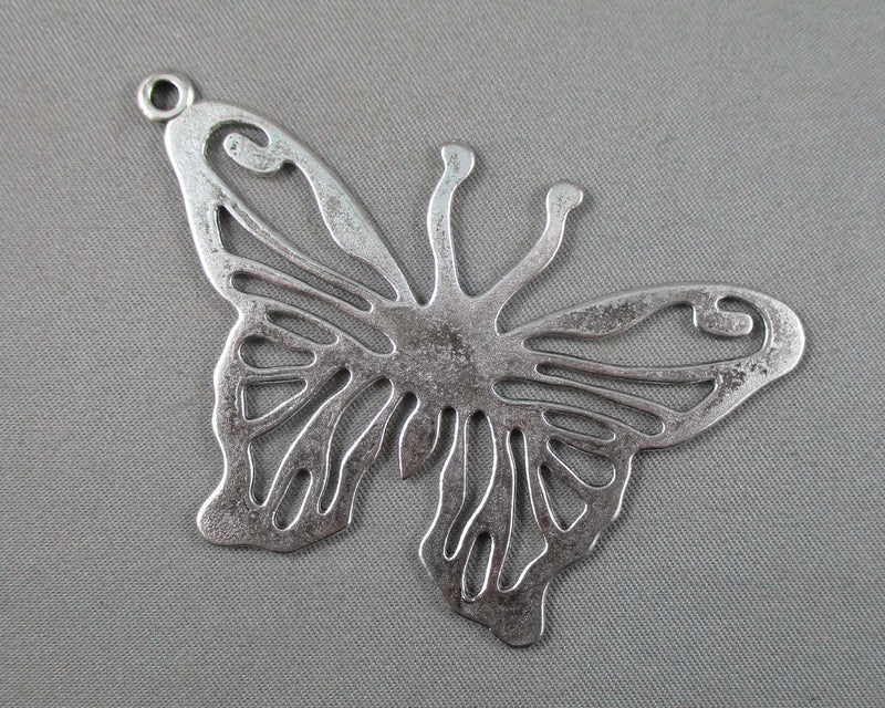 Butterfly Charm Silver Tone 2pcs (1743)