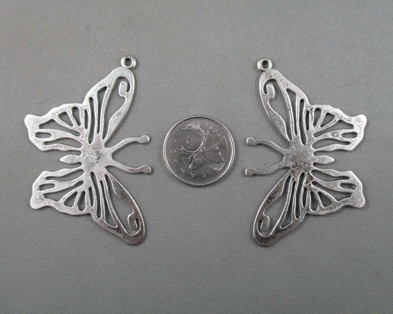 Butterfly Charm Silver Tone 2pcs (1743)