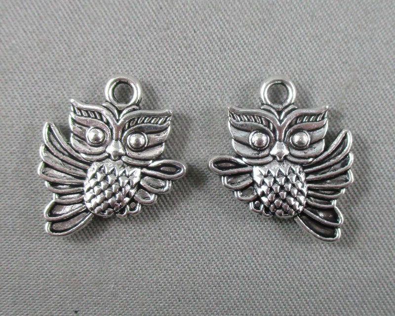 Flying Owl Charm Silver Tone 12pcs (1127)