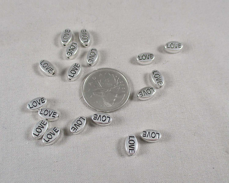 Love Spacer Beads Oval Silver Tone 18pcs (0962)
