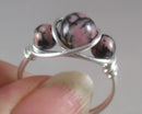 Pink & Black Rhodonite Wire Wrapped Ring 1pc (Custom Sizes)